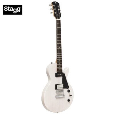 Stagg SEL-HB90 WHB  Solid Mahogany Flat Top P90 Electric Guitar - White