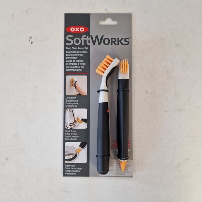 Oxo Deep Clean Bürsten-Set - Brandneu & Versiegelt - Kostenloser Versand - Schwarz/Grau/Orange