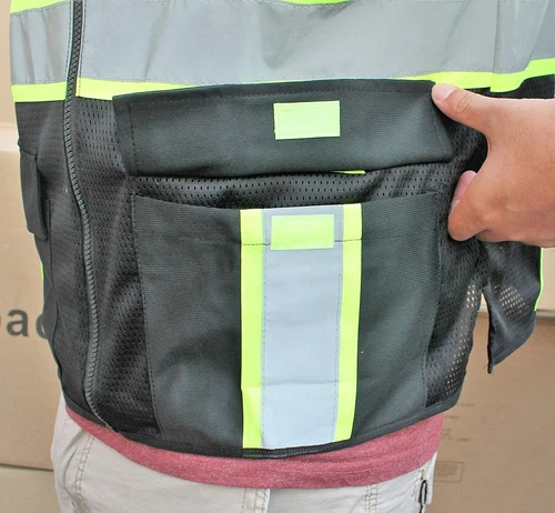 FX Two Tone HI-VIS Black Safety Vest with 4 Front Pocket (FXSV1001) image 3