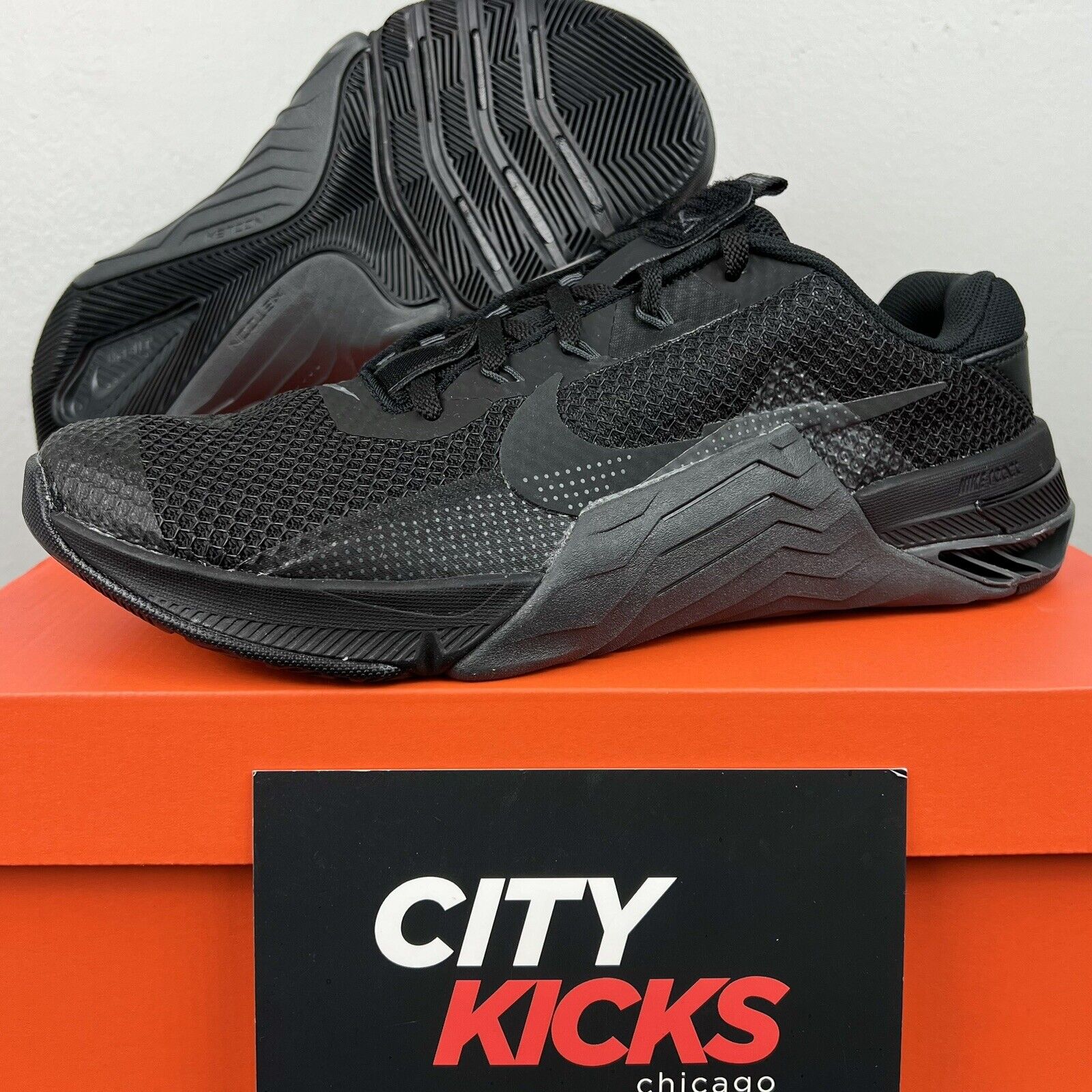 New Mens Sz 9.5 Nike Metcon 7 Triple Black Workout Training Shoes CZ8281 001