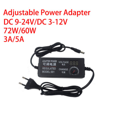60W/72W Digital AC/DC Adapter Einstellbar Stecker Netzteil Motordrehzahlregler