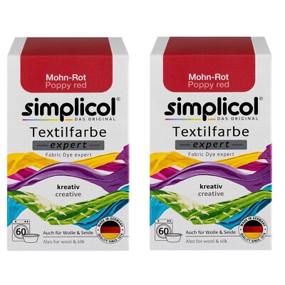 SIMPLICOL textile color expert 2 x color poppy red for 600 g fabric also for wool
