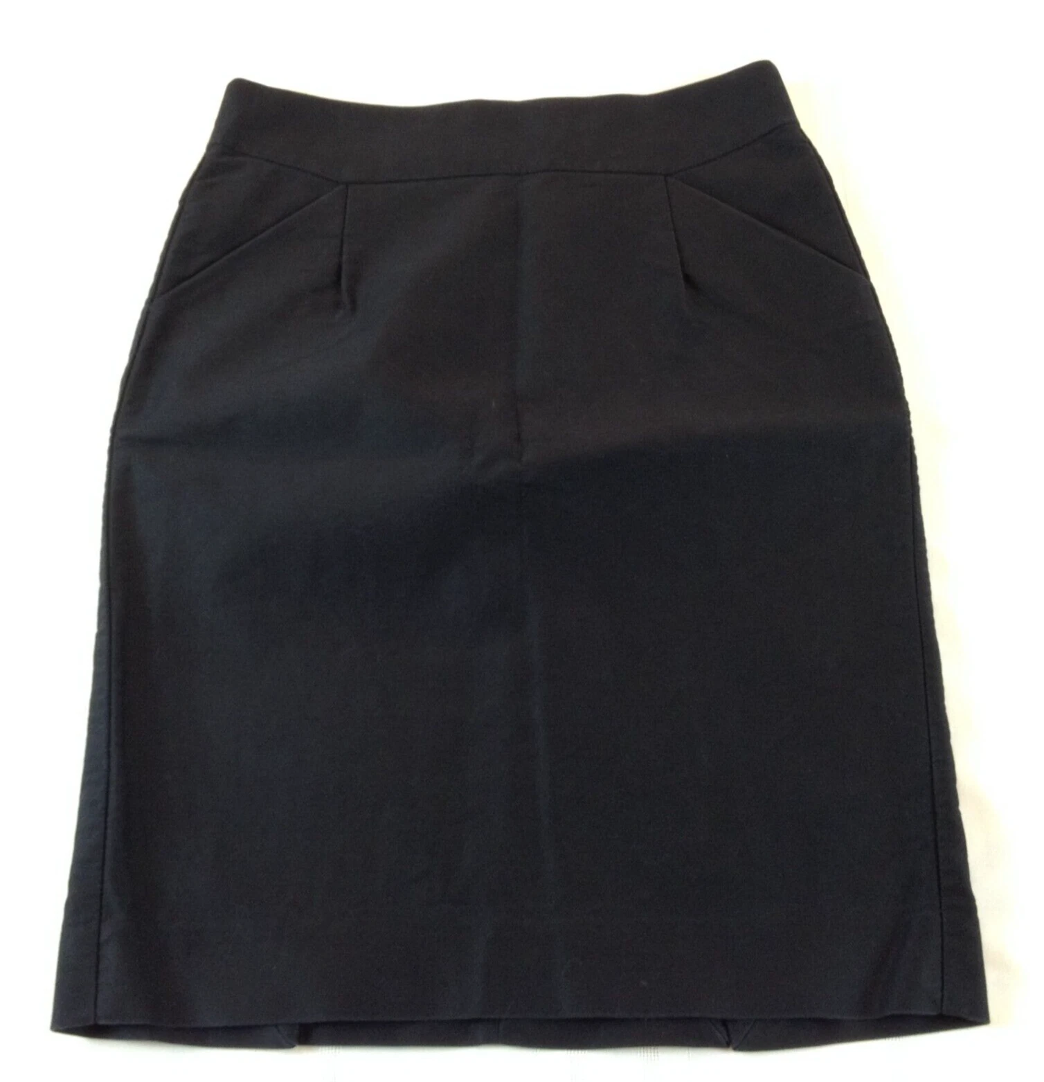J. CREW Rear-Zip Black Pleated Pencil Skirt Women's Size S/M