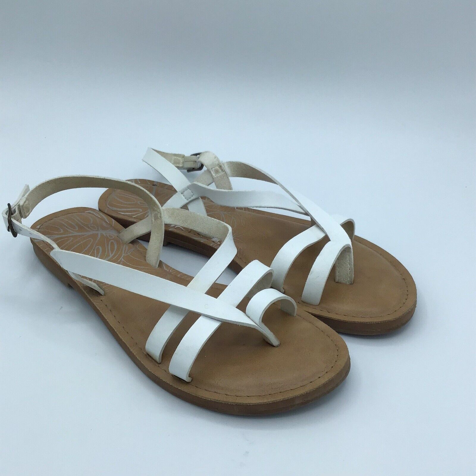 White Sandals Womens Size 7 Slingback Open Toe Fl… - image 4