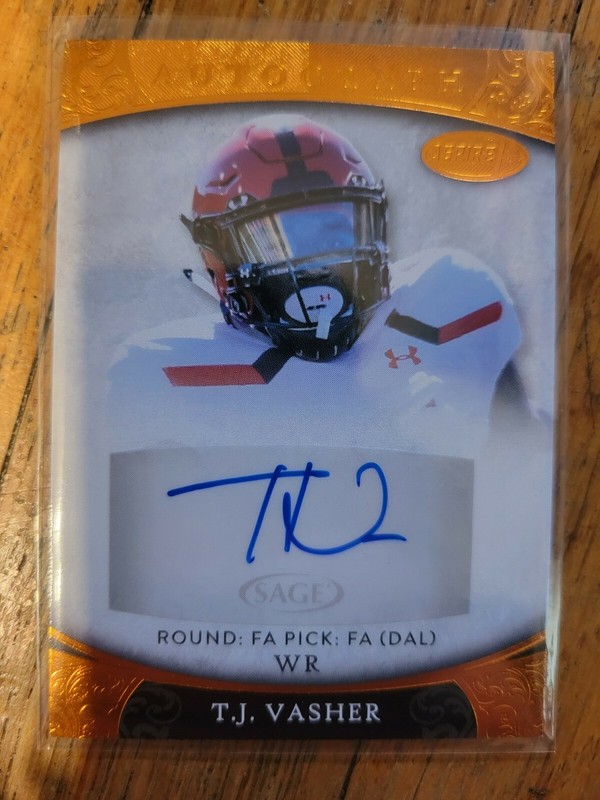 SAGE ASPIRE T.J VASHER AUTOGRAPH MINT TO NEAR MINT Dallas Cowboys 