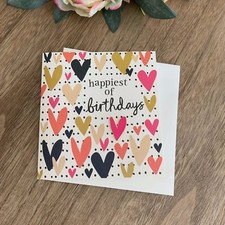 Gorgeous Caroline Gardner 'Happiest of Birthdays' Card with Heart Pin Badge inc.