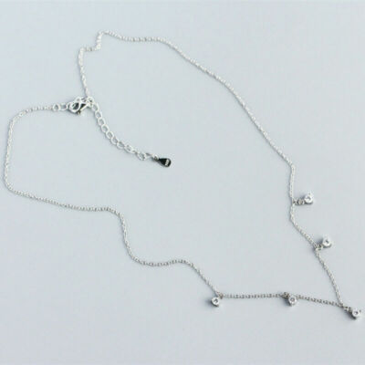 925 Sterling Silver Necklace with Tiny CZ Zirconia Charm F0293 | eBay