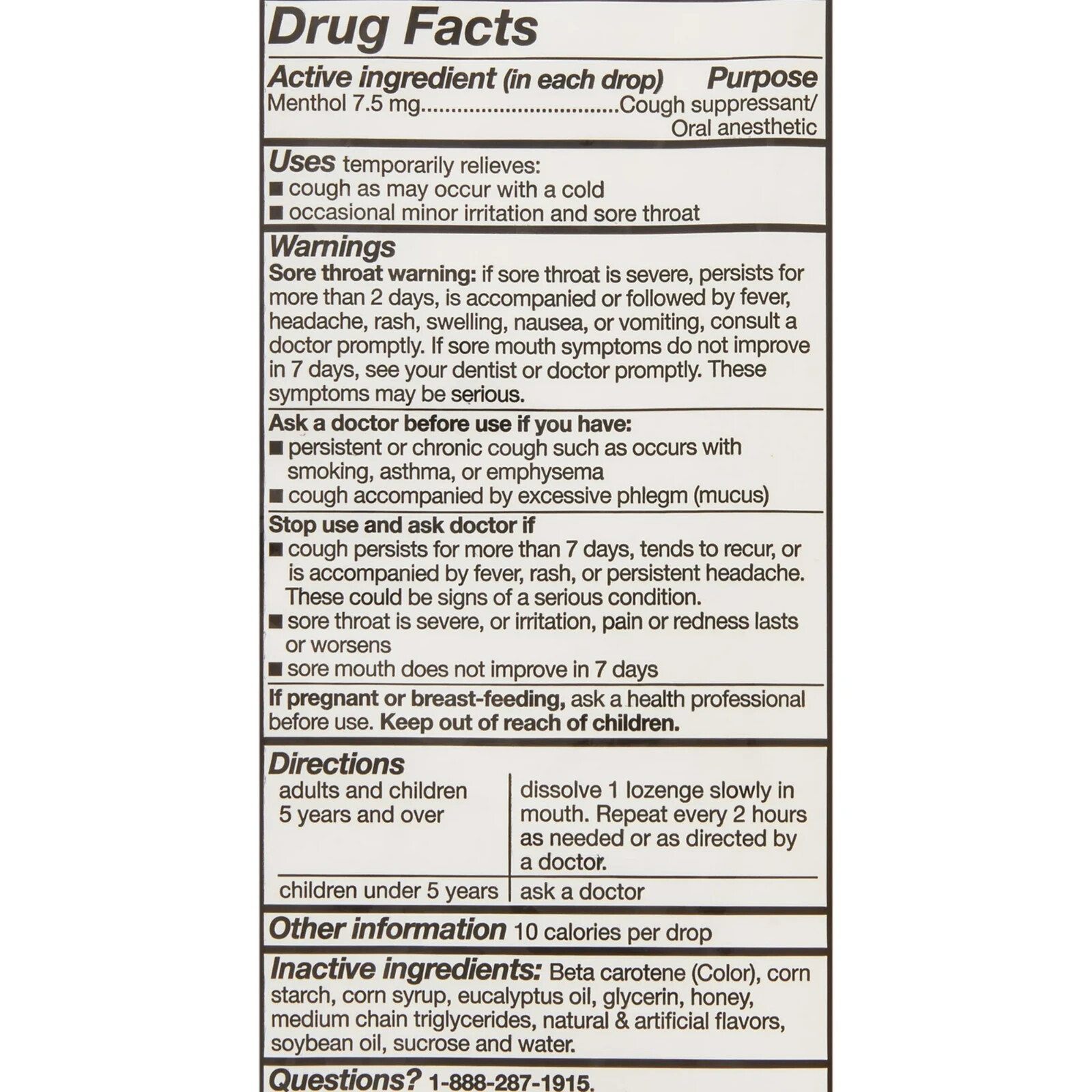 (6 pack) Equate Value Size Honey Lemon Cough Drops with Menthol, 160 Count