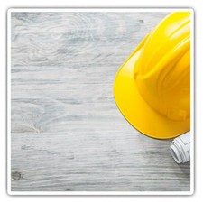 2 x Square Stickers 7.5 cm - Construction Hard Hat Builder Trade Cool Gift #1463