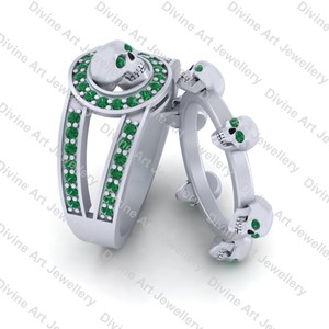 Matching Skull Rings For Couple Fleur De Lis Skull Wedding Ring Band