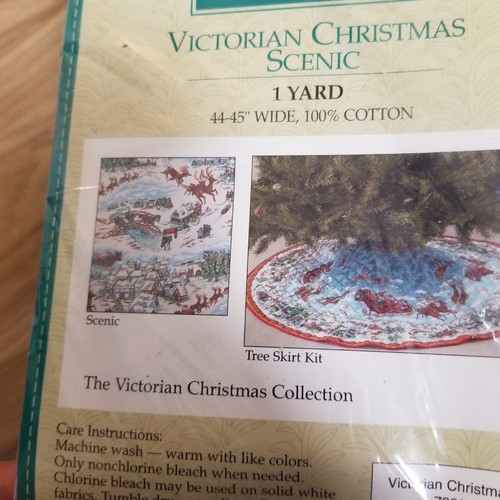 Vintage Springmaid Craft Fabric Victorian Christmas Scene Reindeer 1 Yard Cotton - Picture 4 of 4