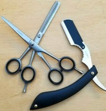 6  Professional Salon Hair Cutting Scissors Thinner Barber Shears Razor Set Kit