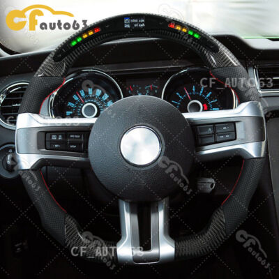 LED Perforated Leather Carbon Fiber Steering Wheel Fits 2012-2014 Ford Mustang