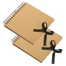 Scrapbook Photo Albums, 8x8 Inch 60 Pages with Ribbon Protector, Khaki, 2 Pcs