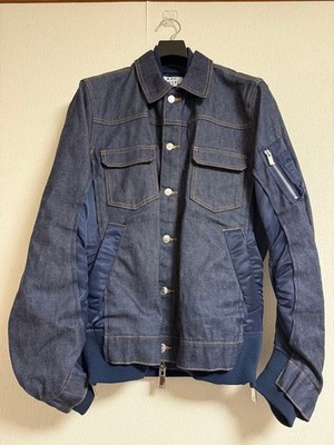 sacai A.P.C デニムジャケット MA-1 Lサイズ sacai × A.P.C. 'EIMI DENIM JACKET'MA-1ドッキング デニムジャケット