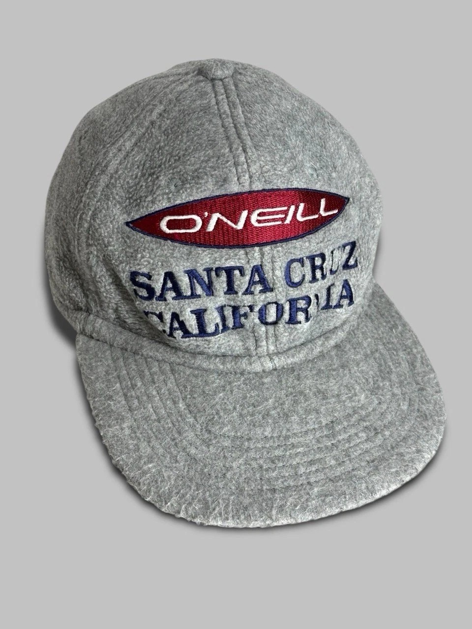 O’Neill Fleece Winter Cap Vintage 2000s Gray Surf Skate USA Vibes Santa Cruz CA