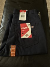 Dickies FLEX Regular Fit Duck Pants 34x32 Stonewashed Dark Navy Work Wear Pants