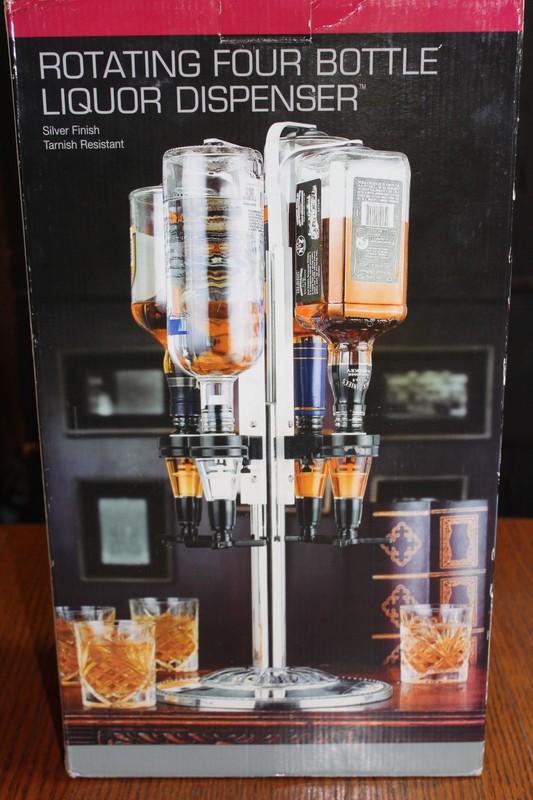 NEW Godinger Silver Art 4 Bottle Rotating Liquor Dispenser