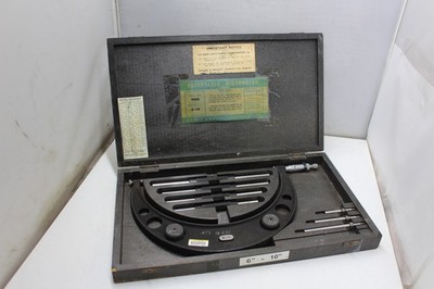Adjustable Moore And Wright Micrometer  6'' - 10'' & Wood Box Britain Made