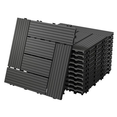 B-Ware 11x WPC Terrassenfliesen Balkonfliese Klickfliese Mosaik 30x30cm 1m²