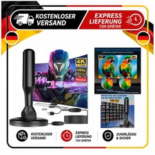Antenne TV Intérieur Puissante TNT HD Amplificateur 360° 500km Chaînes