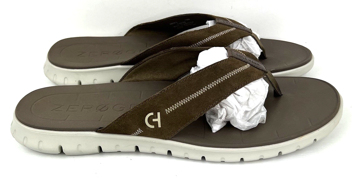 Cole Haan Zerogrand Flip Flops Men\'s Size 8M Brown Leather Thong Sandals C32272 Cole Haan Zerogrand Flip-Flops Thong Sandals Black Leather  main image 4