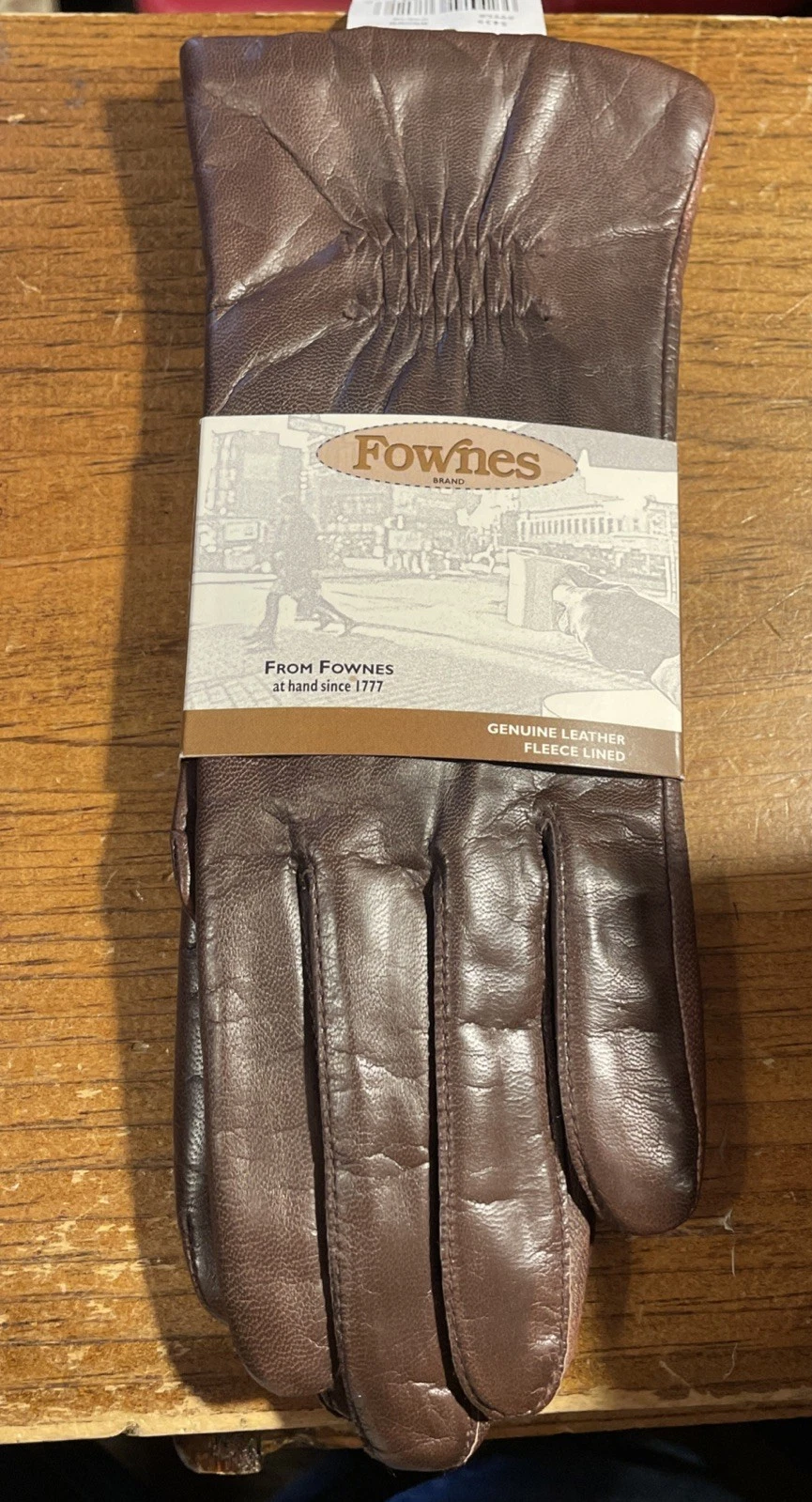 NWT Fownes Ladies Brown Genuine Leather Lined Gloves