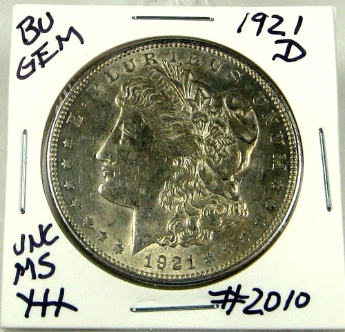 1921-D  MORGAN SILVER DOLLAR FROM ORIGINAL BANK BAG GEM BU US MINT #2010