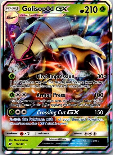Golisopod GX 17/147 Holo Ultra Rare Burning Shadows Pokemon Near Mint