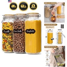 Taller 92oz Glass Jars with Airtight Lid, Large Glass Food Storage Jars, 3 ...
