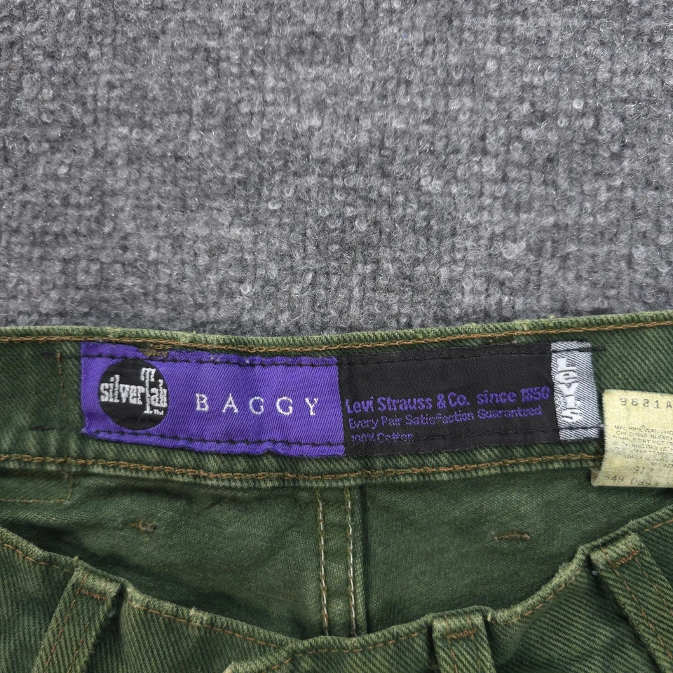 VINTAGE Silvertab Jeans Mens 32x30 Green Denim Baggy Skater Street Wear 90s USA - Image 4 of 4