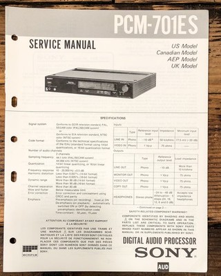 Sony PCM-701ES Processor Service Manual *Original*