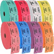 Lancaster Bingo ER248PK Double Roll Raffle Tickets - 8 Colors, 8 Rolls of 2000