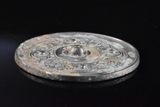 F355: XF Japanese Copper pattern sculpture Old Mirror HAND MIRROR Buddhist art
