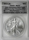 2011-(S) Silver Eagle $1 MS 70 ANACS Minted at San Francisco Mint First Release