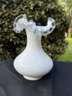 Fabulous  VTG Fenton Silvercrest 7.5” Milk Glass Vase. Perfect Condition!