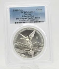 1 oz Silver Mexico Libertad 1998 Die Chip at Eagle`s Head PCGS MS67 KEY DATE TOP