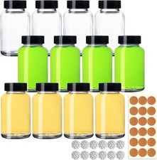 4OZ Glass Shot Bottles 12 Pack- Leakproof Juicing Jars with Lids  Portable