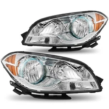 For 2008-2012 Chevy Malibu Chrome Headlights Assembly Headlamps Pair LH+RH