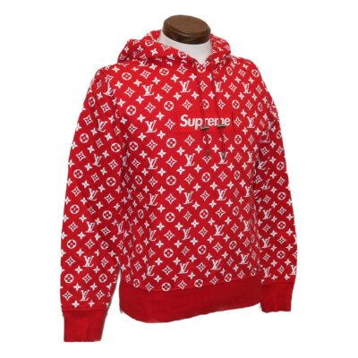 LOUIS VUITTON Supreme Box Logo Hoodie Red XXS LV Auth ak145 LOUIS VUITTON Supreme Box Logo Hoodie Red XXS LV Auth ak145