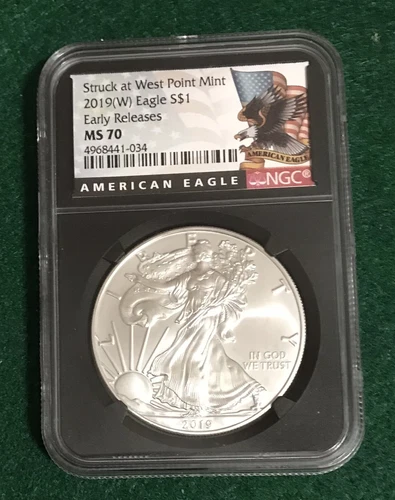 2019 W 1 oz Silver Eagle NGC  MS  70  EXCELLENT    (1072)