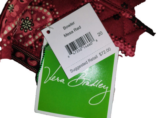 Borsa Vera Bradley Bowler Mesa Rossa 9"x13"x22" Pronta Spiaggia Spedizione Stesso Giorno - Foto 5 di 5
