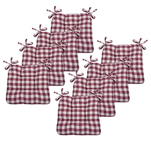 Gingham Plaid Checkered Country Farmhouse Chair Cushions - Assorted Colors - 第 25/54 張圖片