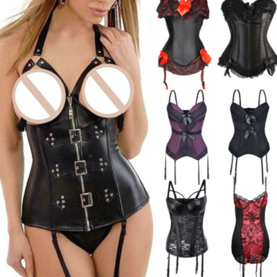Women Cincher Corset Garter Steampunk Bustier Burlesque Basque Plus Size Waspie