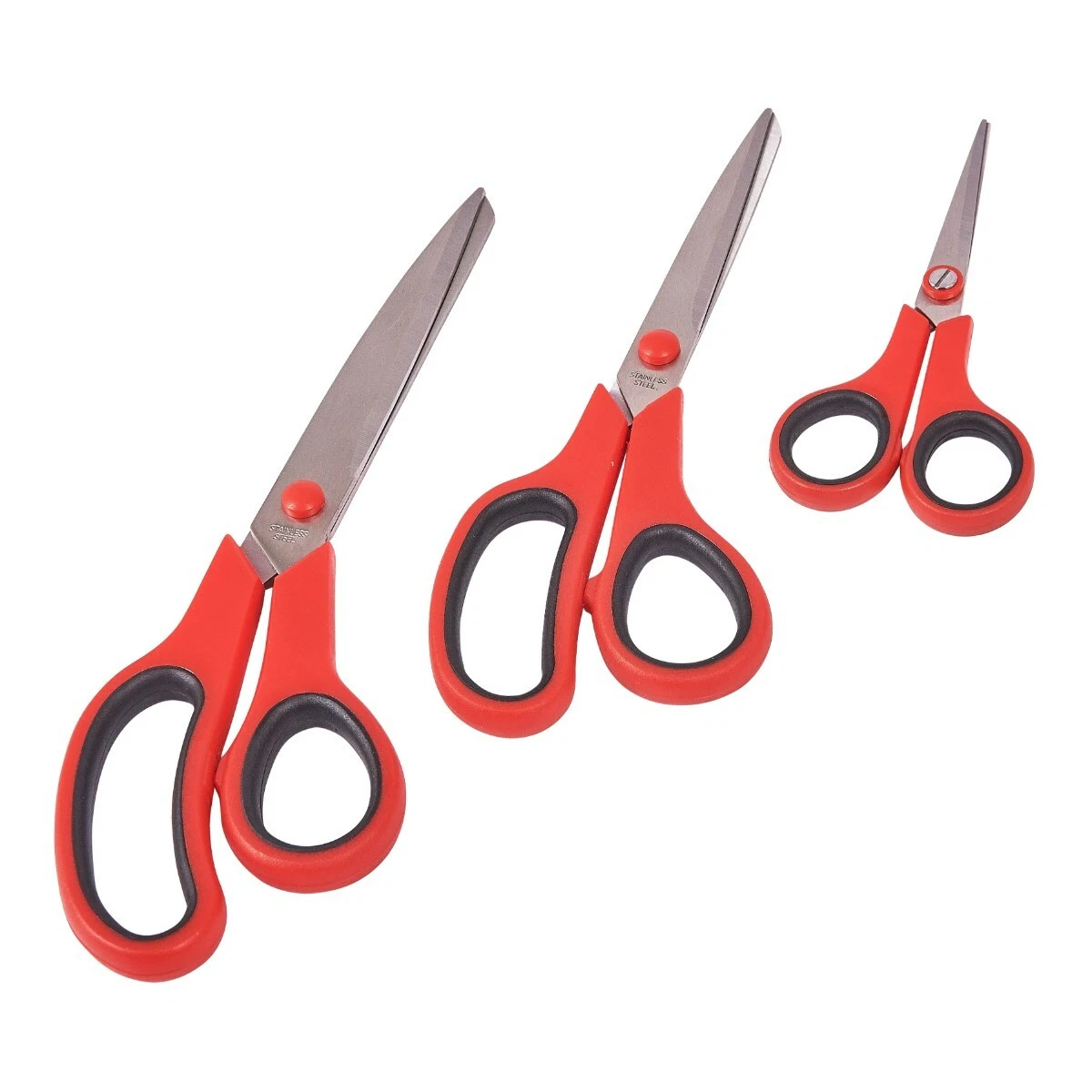AMTECH 3-Piece Scissor Set-Comfort Handles,Stainless Steel Blades 