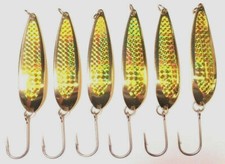 6 - 7 oz.Crocodile Spoons,Gold/W Prism Tape, Stainless Steel Siwash Hooks