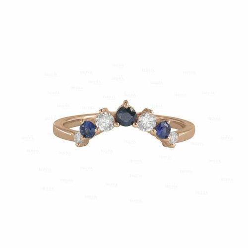 GENUINE DIAMOND TRIANGLE SHAPE CROWN RING 14K GOLD FINE JEWELRY - Picture 8 of 9