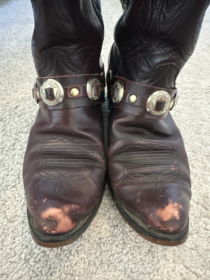 Durango Moto Motociclista Harley Arnés Western Rojo Cuero Botas de Vaquero Talla 10d Foto 2 de 4