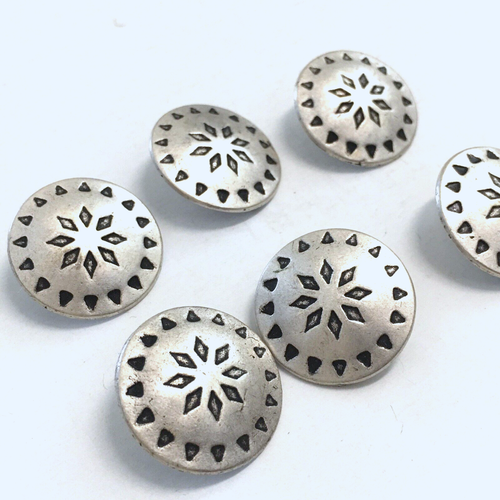 6 Metal Silver Buttons Southwest Western Shank Sewing 22 mm #MT2 - Picture 3 of 6