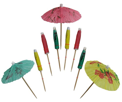 Chef Craft Assorted Colors Party Umbrella Luau 4" Cocktail Drink Picks, 24 CT - 第 1/1 張圖片